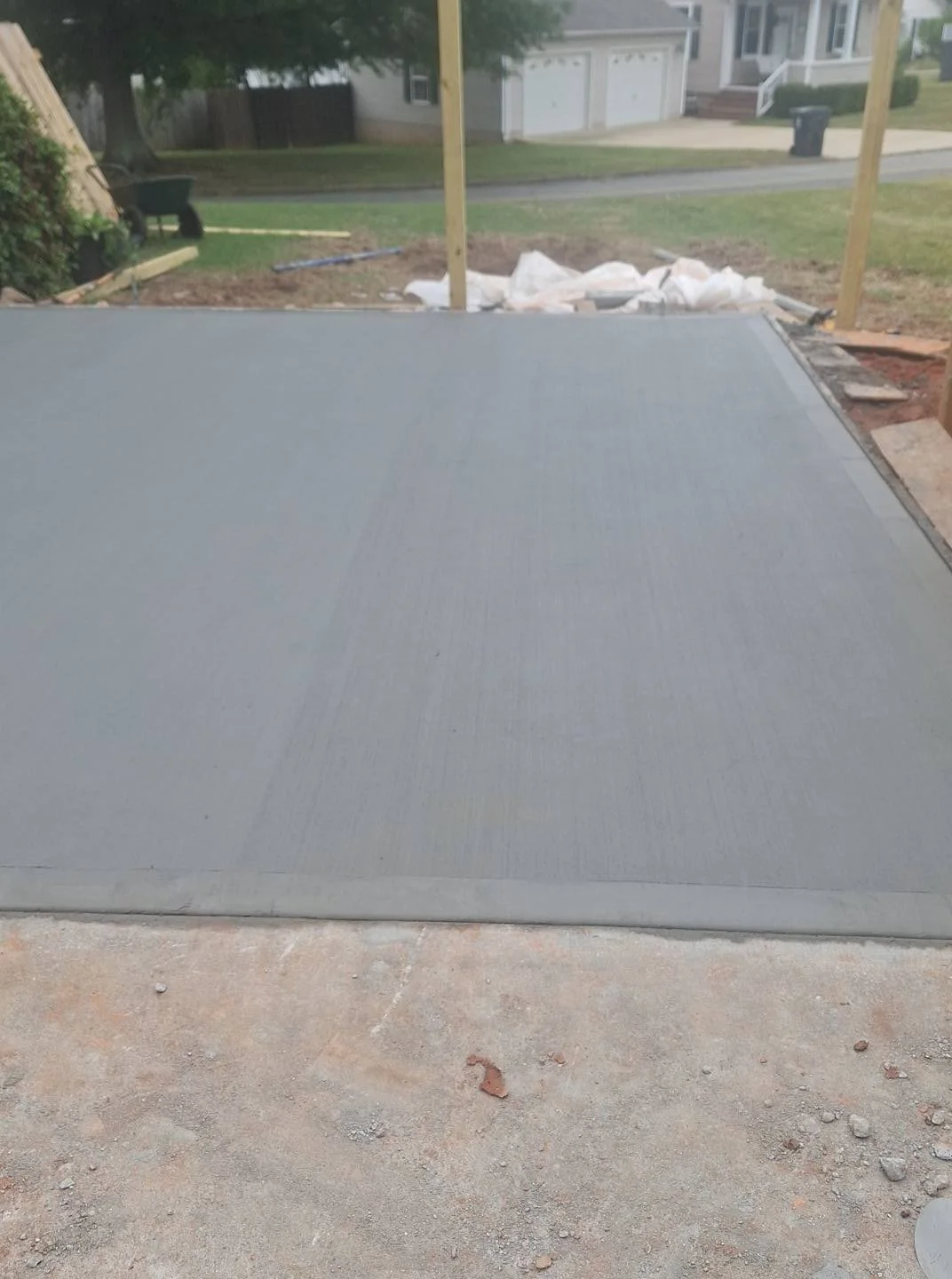 Brushed concrete patio slab