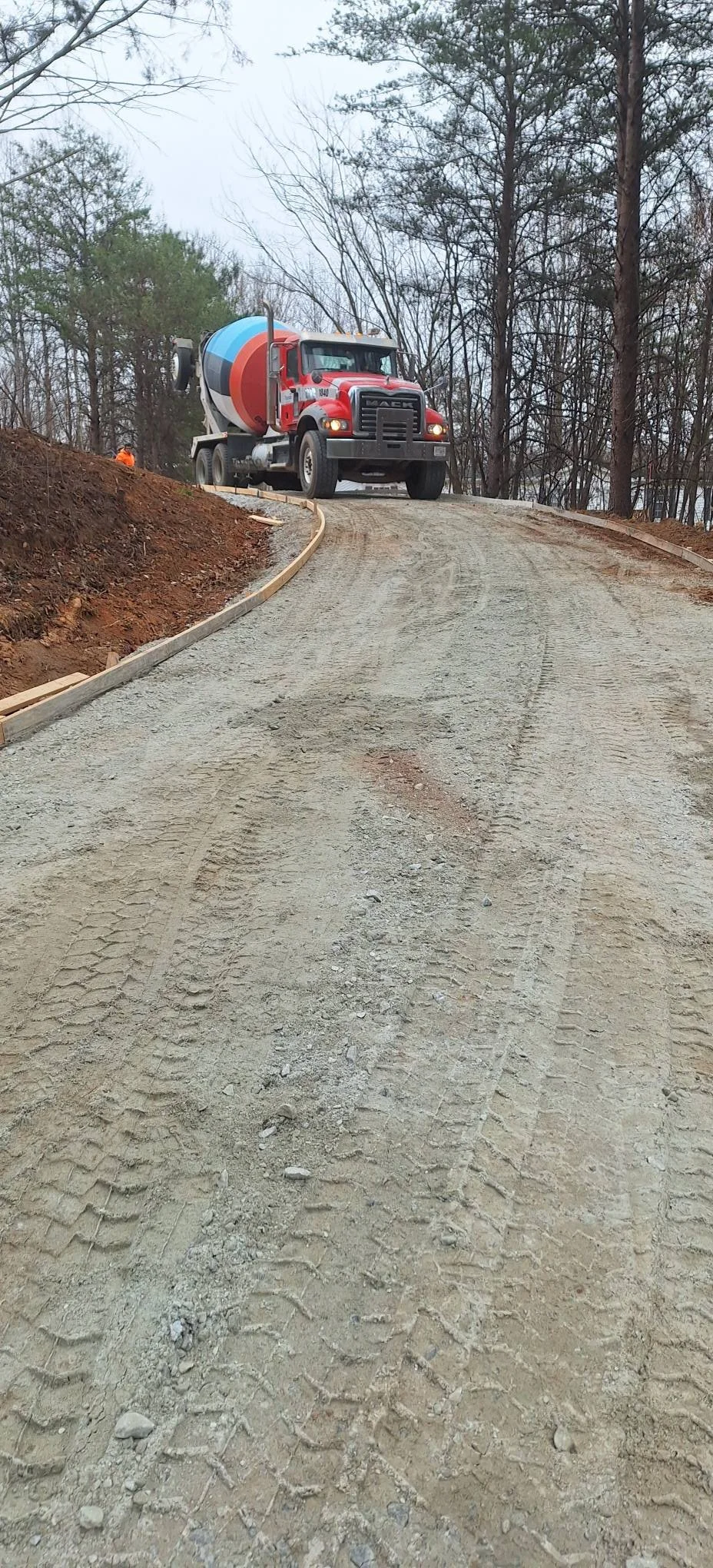 Concrete driveway pour